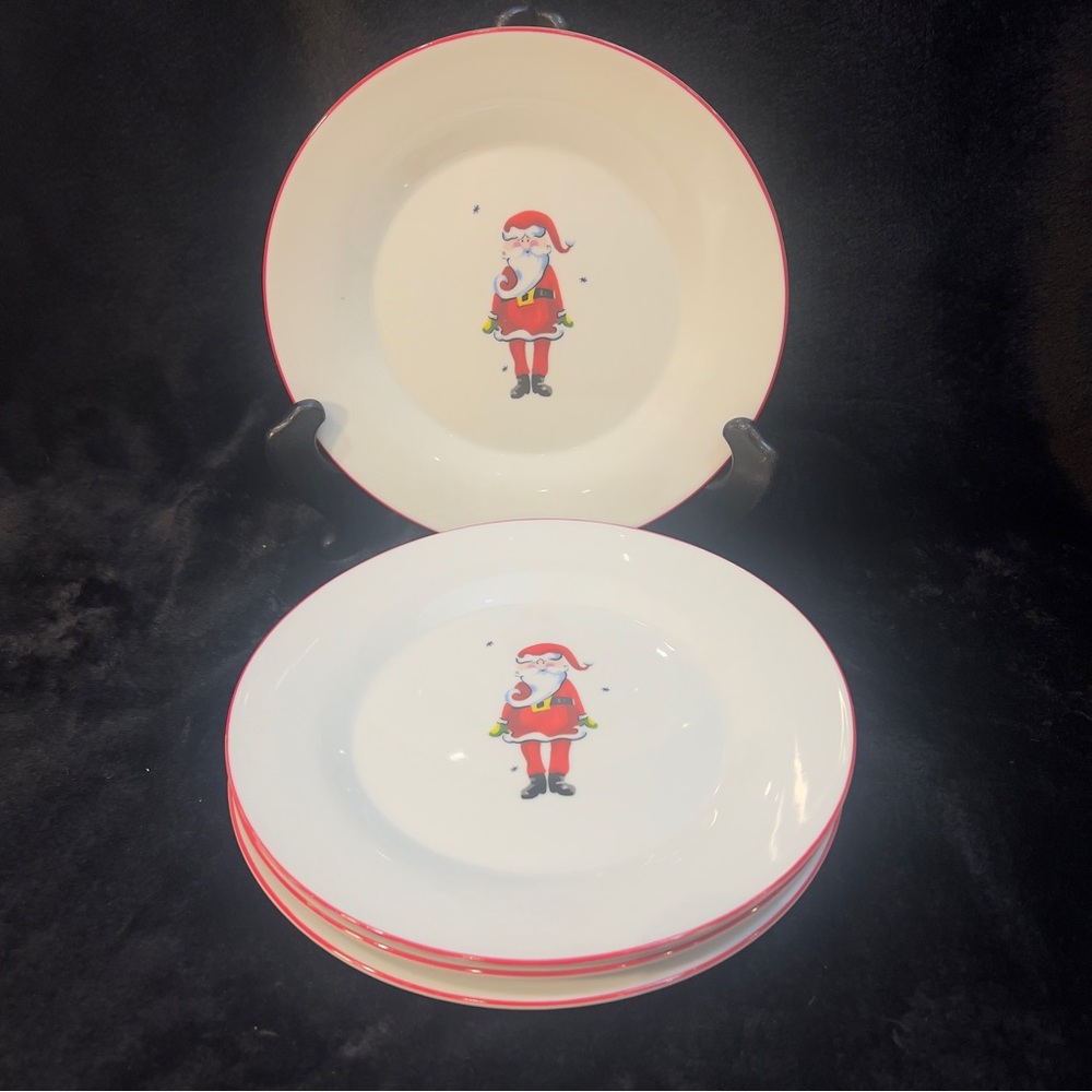 Now Designs Holiday  Porcelain 7.5” Santa Appetizer Dessert Plates  Set of 4
